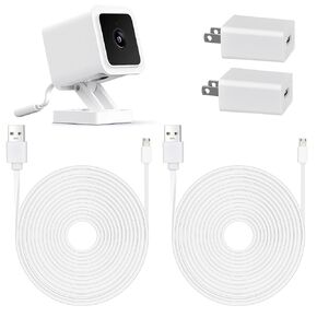 6m/20FT Flat Power Extension Cable Compatible with Wyze Cam V3, Wyze Cam Pan, Yi Camera,NestCam Indoor,Blink,Micro USB Charging Cord with 5V 2A Adapter for Security Camera (2pack)
