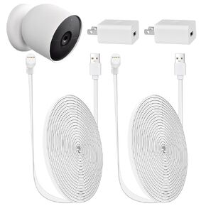 2 Pack 10ft/3m Power Cable Compatible with Google Nest Cam Outdoor or Indoor, Battery,Weatherproof Charging Cable Power Your Nest Cam (Battery) Continuously - White