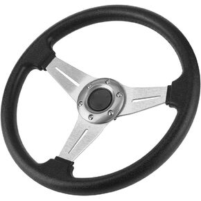Steering Wheel, 350mm/14in Universal Drifting Deep Dish Racing Steering Wheel Ultra Sport Steering Wheel Replacement Racing Trim Modified Accessory(Silver)