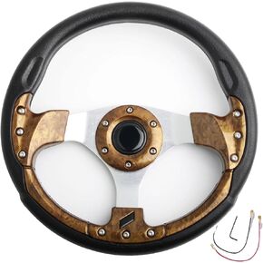 Vintage Wood Grain Golf Cart Steering Wheel for Club Car DS and Club Car Precedent Tempo Yamaha EZGO Steering Wheel with Polyurethane Grip