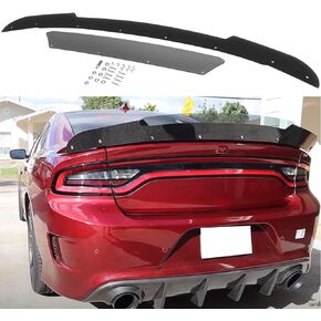 Venom V1 Style Rear Wickerbill Spoiler لـ Dodge Charger 2015-2023 SRT Scat Pack Hellcat Daytona -2 قطعة إضافية على طراز Wicker Bill Spoiler مع أداة RivNut، أسود لامع in Kuwait
