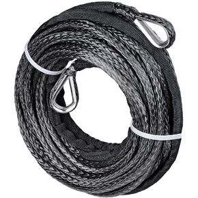 Astra Depot Black 50ft Synthetic Rope Extension for Off-Road Recovery Car ATV UTV Snow Plow with 3/16 1/4 Winch