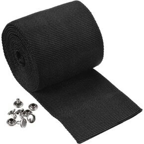 PATIKIL Winch Rope Protector 1m/3.28ft, Polyester Protective Sleeve with Buckle Universal for 4.5cm/1.77in Width Cable Line, Black