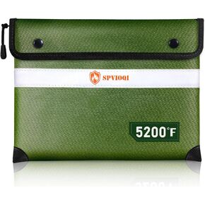 Fireproof Document Bag 5200°F with Heat Insulated, Fireproof Money Bag for Cash with Zipper and Reflective Strip, 14.2" X 11" Fireproof Safe Storage Pouch for Valuables