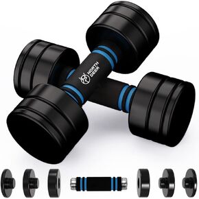 Northdeer Steel Dumbbells Adjustable Black Coated Weight Set with Foam Handles for Home Gym Workout - Strength Trainging for Men, Women (5lbs/10lbs/15lbs/20lbs Pair)
