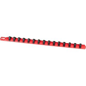 Ernst Manufacturing 8321 18-Inch Socket Organizer with 17 1/2-Inch Dura-Pro HD Clips, Red