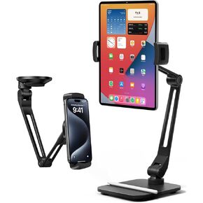 حامل الكمبيوتر اللوحي Viozon للمكتب، حامل الهاتف على شكل كأس Scution، للهاتف اللوحي/الخلوي مقاس 4.7 بوصة - 13 بوصة، زاوية الارتفاع قابلة للتعديل، استخدام في اتجاهين، ذراع التحرير السريع، المكتب، صالة الألعاب الرياضية، المطبخ in Kuwait