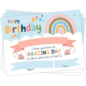 Lesnala 50 PCS Boho Birthday Printable Certificates for Kids Classroom Present for Children Teachers Students Parents for End of Semester Back to School Home Study Award Supplies Rainbow
