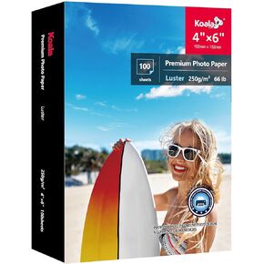 Koala Premium Photo Paper 4x6 Inch Luster Finish, Soft Gloss 66lb Water-resistant, for Inkjet Printer 100 Sheets