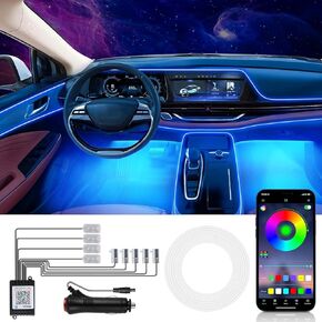 Smart Car LED Strip Lights, RGBIC Multicolor Interior Car Lights Car Accessories APP Control with Remote Music Sync Color Change, 2 Lines, 9 Pieces, DC 12V