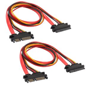 كابل تمديد الطاقة MEIRIYFA 22Pin SATA، 2 حزمة SATA 22Pin (7+15) كابل تمديد بيانات وطاقة ذكر إلى أنثى - 50 سم