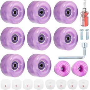 PATIKIL 8 Pack Roller Skate Wheels 58mmx32mm Quad Roller Skate Wheels with ABEC-9 Bearing 82A PU Skate Wheels & 2 Toe Stoppers for Double Row Skate Skateboard Outdoor Indoor
