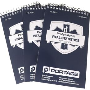 EMT/First Responders Vital Statistics Notebook – 6" x 3.75" Medical Notebook for Vital Signs and Additional Patient Information – 840 Sheets (12 Pack)