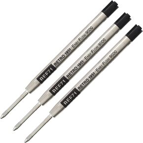 Easy Flow 9000 Ballpoint Refills, Black Ink, 3-Pack – German Engineered for Smooth Writing, Compatible with Tornado Pens