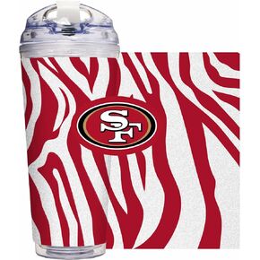 Rico Industries NFL Football Glitter 24oz Acrylic Glitter Tumbler with Hinged Lid, Officially Licensed Double Wall Tumbler with Straw