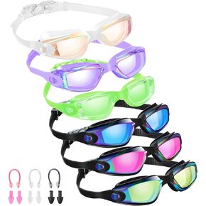 Fabbay 6 Pack Swim Goggles Anti Fog Swimming Glasses No Leaking Full Protection Pool Goggles for Adult Women Men Youth