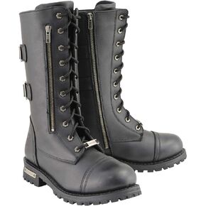 حذاء Milwaukee Leather MBM9069 طويل القامة للرجال "نمط تكتيكي" أسود برباط علوي وجيب تخزين بسحاب - 11