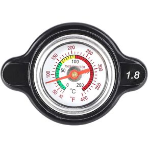 High Pressure Radiator Cap with Temperature Gauge 1.8 Bar Radiator Cap 25.6Psi for Honda, Kawasaki, Suzuki, Yamaha, Polaris Ranger, Husqvarna Dirt Bike, KTM, Motorcycle ATV Models