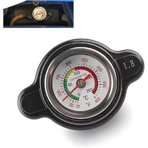 Pack of 1 Durable Waterproof Metal 1.8 Bar Vehicle Fuel Tank Cap for Real-Time Temp Monitoring, Car Modified Pressure Radiator Cap, Universal Automotive Radiator Cap (Black)