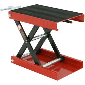 HTTMT- 1100LB 9" Red Wide Deck Motorcycle Center Scissor Lift Jack Platform 14.6" x 9" Hoist Stand Bikes ATV [P/N: ET-CAR-FIX012-BK+RED]