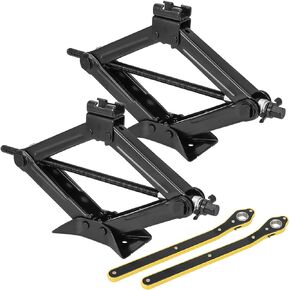 2 Pack Black Car Scissor Jack, Heavy Duty 2 Tons Scissor Jack with Ratchet Wrench, Tire Jack for Sedan and Coupe, Truck, SUV, Lift Range from 4-1/8" to 15-1/8"