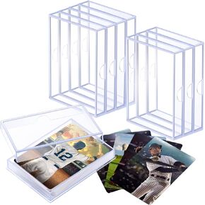 8 Pcs Baseball Card Case Trading Card Protector 35 Trading Card Capacity Hinged Box Holder Case for Baseball Football Sports Card Trading Cards Game Card Storage and Display