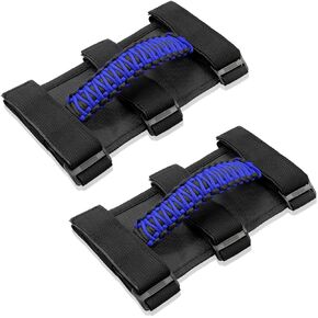 for Jeep Wrangler Accessories Roll Bar Grab Grip Handle Trim for Jeep Wrangler YJ TJ JK JKU JL JLU 1955-2023 Gladiator JT UTV & ATV Door Assist Woven Holder (Black, 4PCS)