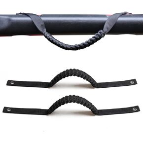 Front Rear Door Roll Bar Grab Handles Compatible with 2024 Jeep Wrangler JL 4 Door 4XE Gladiator JT Interior Accessories Paracord Grip Handle, Keep Airbag Function, 4 Pack Black Classic