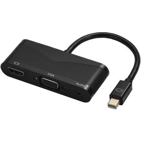 Replacement 2 in 1 Mini Displayport to HDMI VGA 3.5 Audio Splitter Adapter 1 in 2 Out 4K30HZ Compatible Laptop Host Graphics Card Mini DP External HDMI Monitor TV Projector Cable Converter