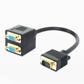 2 Port VGA Video Cable Splitter 1 in 2 Out Computer Host Laptop Graphics Card External vga TV Monitor Projector Adapter Converter Simultaneous Display Support