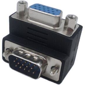 CERRXIAN 90 Degree VGA 15 Pin Male to Female Extension Cable Converter Adapter Coupler