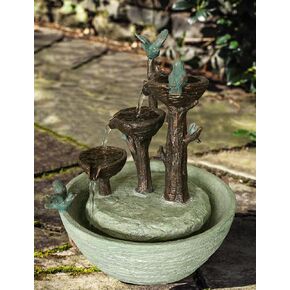 Birds Playing Fountain Indoor for Tabletop Décor, Multicolor