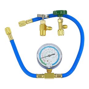 R290 and R600A Charging Hose and Gauge Set with 1/2" Acme Can Tap