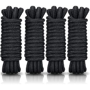 خطوط رصيف قارب كوهري، حبل سحب قارب 3/8 بوصة × 15 قدم، حبل رصيف قارب من النايلون المضفر المزدوج، خطوط رسو، خطوط رصيف للقوارب 3/8 مع فتحة 12 بوصة، 4 عبوات، أسود، ملحقات القوارب in Kuwait