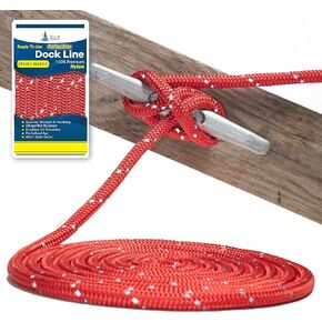 1/2" x 15' - Royal Blue (2 Pack) Reflective Double Braided Nylon Dock Line - for Boats Up to 35' - Long Lasting Mooring Line - Strong Nylon Dock Lines for Boats - Marine Grade Sailboat Docking Line