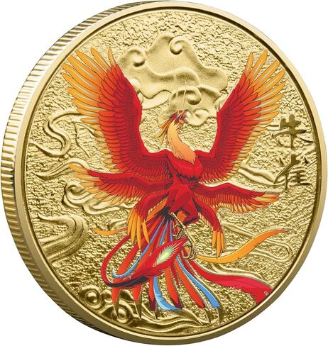 المخلوقات الأسطورية الصينية القديمة محظوظ عملة الزنجفر-الطيور اليانصيب تذكرة خدش أداة محظوظ السحر التحدي عملة in Kuwait