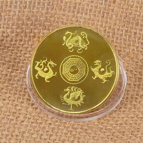 المخلوقات الأسطورية الصينية القديمة محظوظ عملة الزنجفر-الطيور اليانصيب تذكرة خدش أداة محظوظ السحر التحدي عملة in Kuwait