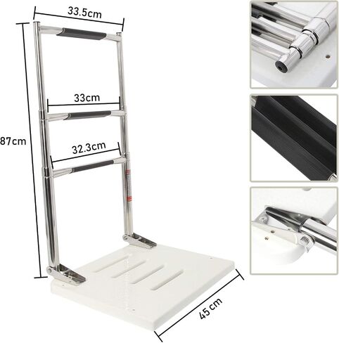 YaeMarine 3 Steps Boat Inboard Swim Ladder, Under Platform Boat Ladder, Inboard Transom Ladder, Under Mount Telescopic Ladder, Inboard Platform Ladder with Stainless Bracket White in Saudi Arabia
