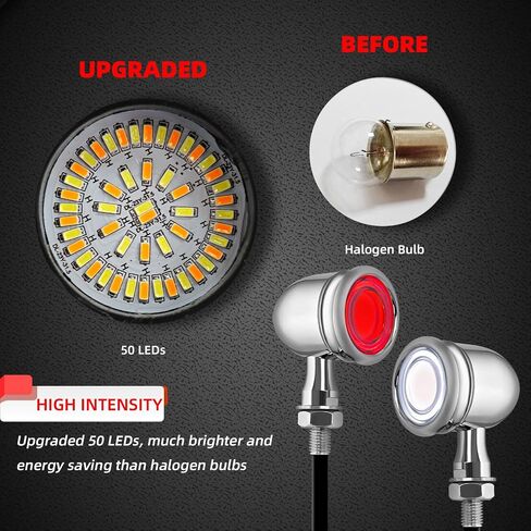 FATECIM 4X دراجة نارية LED الخلفية الأمامية بدوره إشارات رصاصة الذيل أضواء تشغيل الفرامل إيقاف أضواء دراجة نارية المصابيح الخلفية وامض مؤشرات لبوبر هارلي هوندا ياماها سوزوكي كاواساكي المروحية الكروم in Saudi Arabia