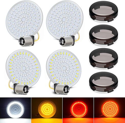 Amazicha 1157 LED Motorcycle Turn Signal, 81 Advanced LED, 2" Bullet Front Rear Light 4 Smoked Lens Fit for 1986-2024 Harley Davidson Touring Sportster Dyna Softail Road Street Glide Iron 883 in Saudi Arabia