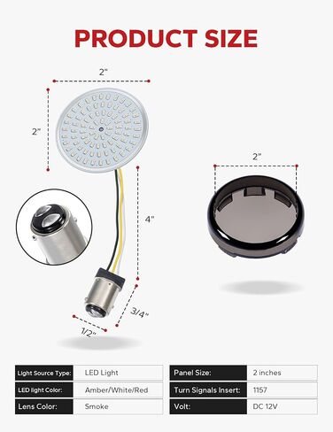 Amazicha 1157 LED إشارة الانعطاف للدراجات النارية، 81 LED متقدم، 2 بوصة ضوء أمامي خلفي 4 عدسات مدخنة تناسب 1986-2024 Harley Davidson Touring Sportster Dyna Softail Road Street Glide Iron 883 in Saudi Arabia