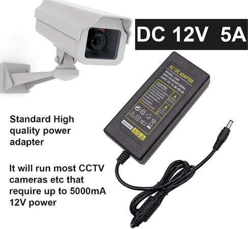 mxuteuk 2 Prong AC 100-240V to DC 12V 5A Security Camera Power Adapter 8-Way Power Splitter Cable with Female 12v DC Power Jack Adapter Connector,for Led Strip CCTV Camera M-025 in Saudi Arabia