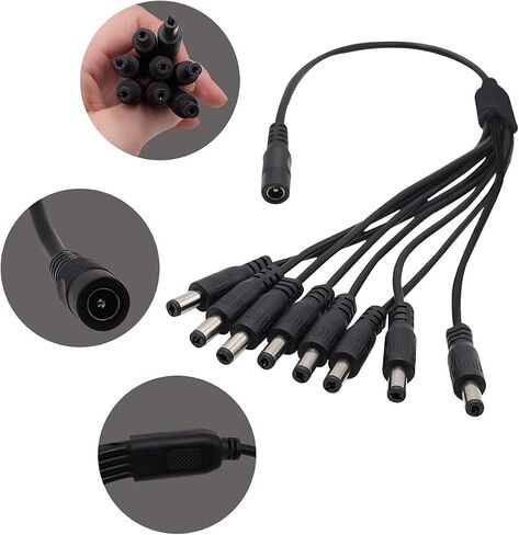 mxuteuk 2 Prong AC 100-240V to DC 12V 5A Security Camera Power Adapter 8-Way Power Splitter Cable with Female 12v DC Power Jack Adapter Connector,for Led Strip CCTV Camera M-025 in Saudi Arabia