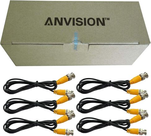 6 حزم كابل قافز أسود 1 متر 3.3 قدم BNC ذكر إلى BNC ذكر مع موصل أسود لنظام CCTV DVR إلى التلفزيون in Kuwait