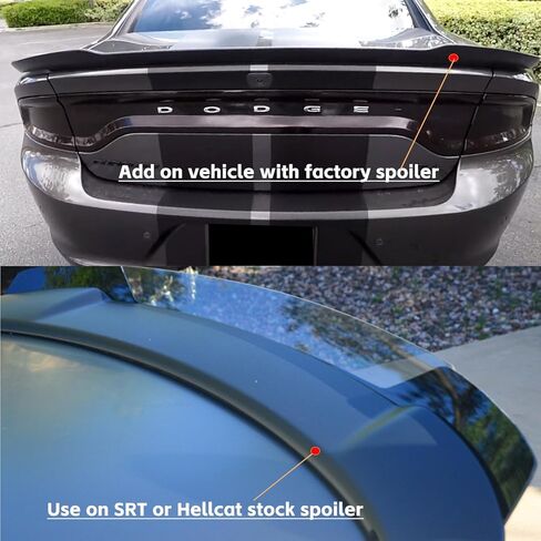 Venom V1 Style Rear Wickerbill Spoiler for Dodge Charger 2015-2023 SRT Scat Pack Hellcat Daytona -2 Piece Add-on Style Wicker Bill Spoiler with RivNut Tool, Gloss Black in Kuwait