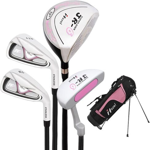 مجموعة نادي الجولف للأطفال من مازل للأولاد والبنات من عمر 8 إلى 12 سنة | تتضمن نوادي الجولف اليمنى للناشئين سائقًا ومكاويًا ومضربًا وحقيبة حامل in Kuwait