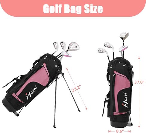 مجموعة نادي الجولف للأطفال من مازل للأولاد والبنات من عمر 8 إلى 12 سنة | تتضمن نوادي الجولف اليمنى للناشئين سائقًا ومكاويًا ومضربًا وحقيبة حامل in Kuwait