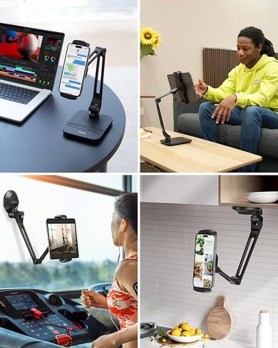 حامل الكمبيوتر اللوحي Viozon للمكتب، حامل الهاتف على شكل كأس Scution، للهاتف اللوحي/الخلوي مقاس 4.7 بوصة - 13 بوصة، زاوية الارتفاع قابلة للتعديل، استخدام في اتجاهين، ذراع التحرير السريع، المكتب، صالة الألعاب الرياضية، المطبخ in Kuwait