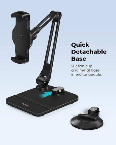 حامل الكمبيوتر اللوحي Viozon للمكتب، حامل الهاتف على شكل كأس Scution، للهاتف اللوحي/الخلوي مقاس 4.7 بوصة - 13 بوصة، زاوية الارتفاع قابلة للتعديل، استخدام في اتجاهين، ذراع التحرير السريع، المكتب، صالة الألعاب الرياضية، المطبخ in Kuwait