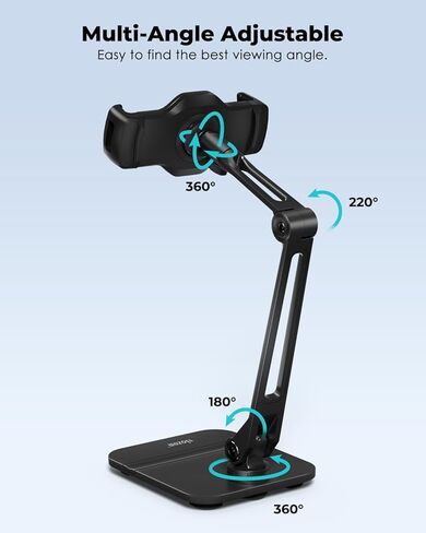 حامل الكمبيوتر اللوحي Viozon للمكتب، حامل الهاتف على شكل كأس Scution، للهاتف اللوحي/الخلوي مقاس 4.7 بوصة - 13 بوصة، زاوية الارتفاع قابلة للتعديل، استخدام في اتجاهين، ذراع التحرير السريع، المكتب، صالة الألعاب الرياضية، المطبخ in Kuwait